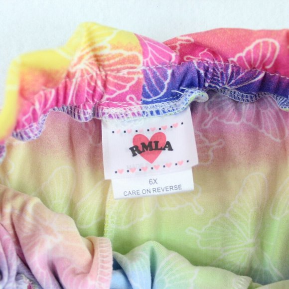 RMLA Girls Shorts and Sunglasses Set Size 6x Knit Rainbow Stripes Butterflies - Picture 4 of 7